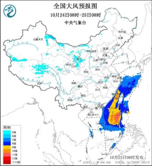大风黄色预警:台湾海峡南海等海域阵风将达11至12级